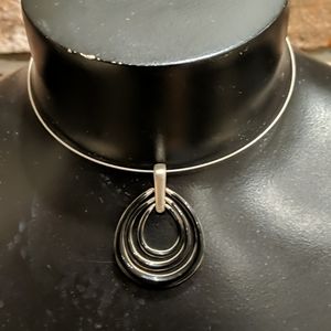 Stunning black and silver pendant and choker